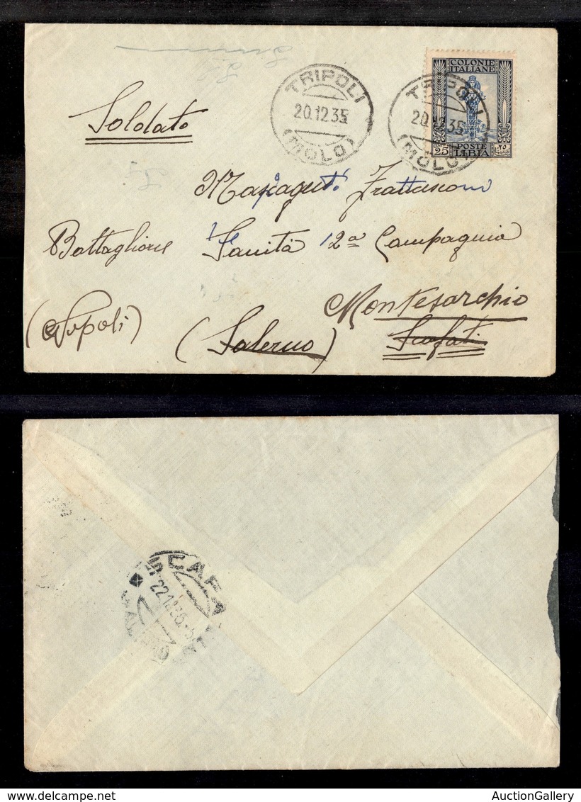 1921 COLONIE - LIBIA - STORIA POSTALE - Tripoli (molo) - Pti 9 - 25 Cent (49) - Busta Per Napoli Del 20.12.35 - Other & Unclassified
