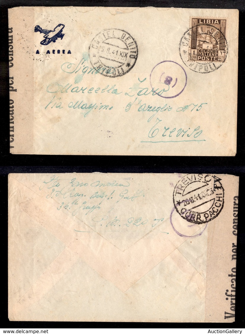 1927 COLONIE - LIBIA - STORIA POSTALE - Castel Benito Tripoli (pti 11) - I Lira Pittorica (65) - Su Aerogramma Per Trevi - Other & Unclassified