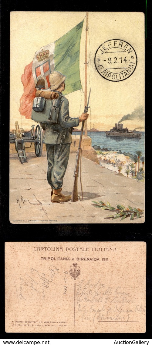 1940 COLONIE - LIBIA - STORIA POSTALE - Jefren (Tripolitania) 9.2.14 (pti 10) - Cartolina (scritta A Matita) - Other & Unclassified