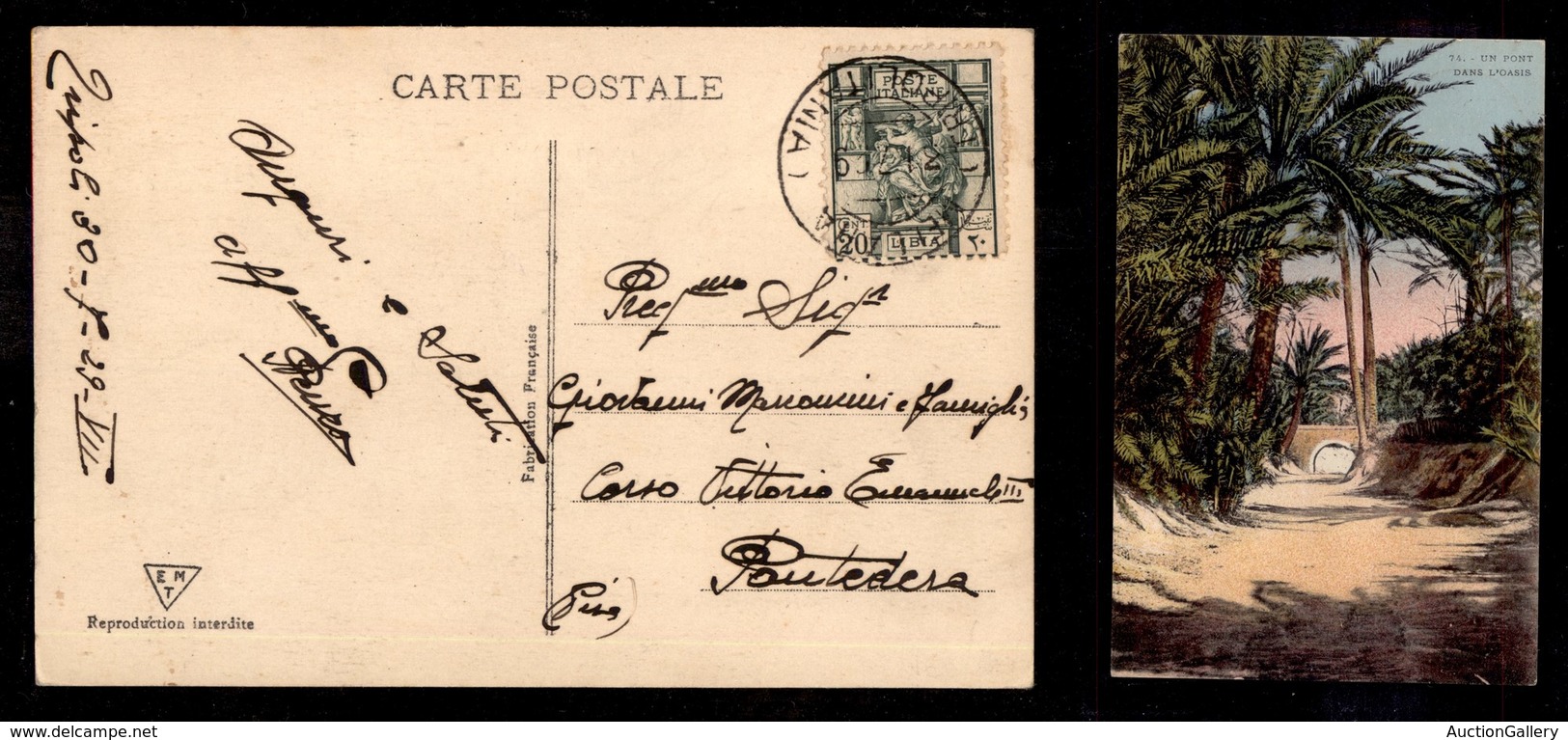 1941 COLONIE - LIBIA - STORIA POSTALE - Mellaha (Tripolitania) - Pti 10 - 20 Cent Sibilla (54) - Cartolina Per Pontedera - Other & Unclassified