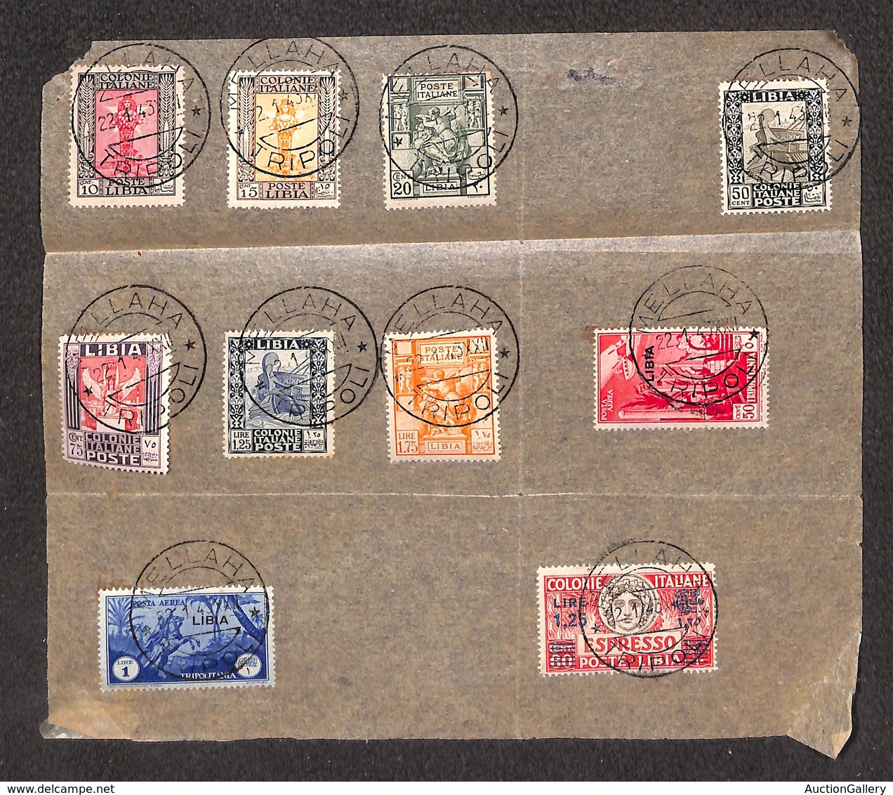 1942 COLONIE - LIBIA - STORIA POSTALE - Mellaha Tripoli 22.1.43 (pti 11) - 10 Valori Diversi (40+47/48+51+104/106 + Aere - Other & Unclassified