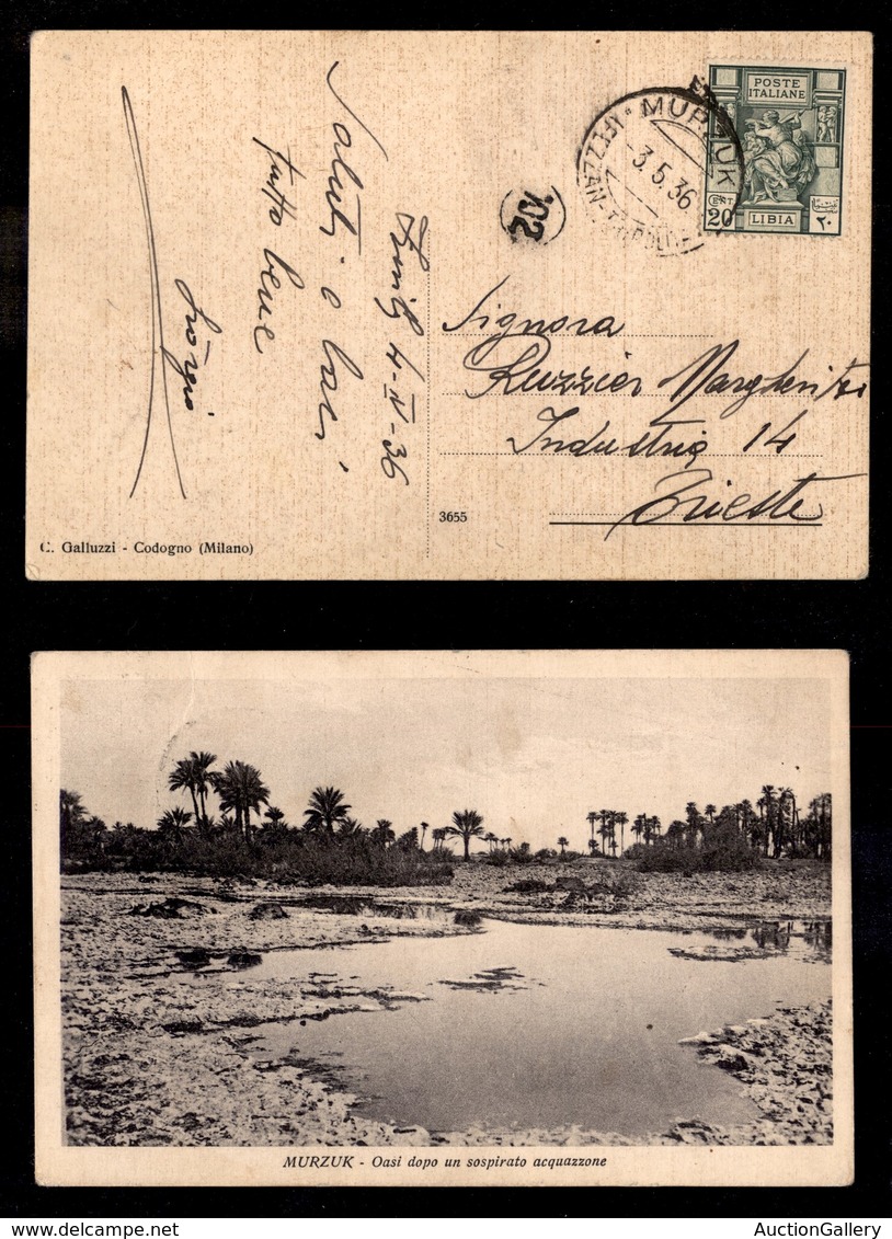 1943 COLONIE - LIBIA - STORIA POSTALE - Morzuk (Fezzan-Tripolitania) - Pti 11 - 20 Cent Sibilla (40) - Cartolina Per Tri - Other & Unclassified