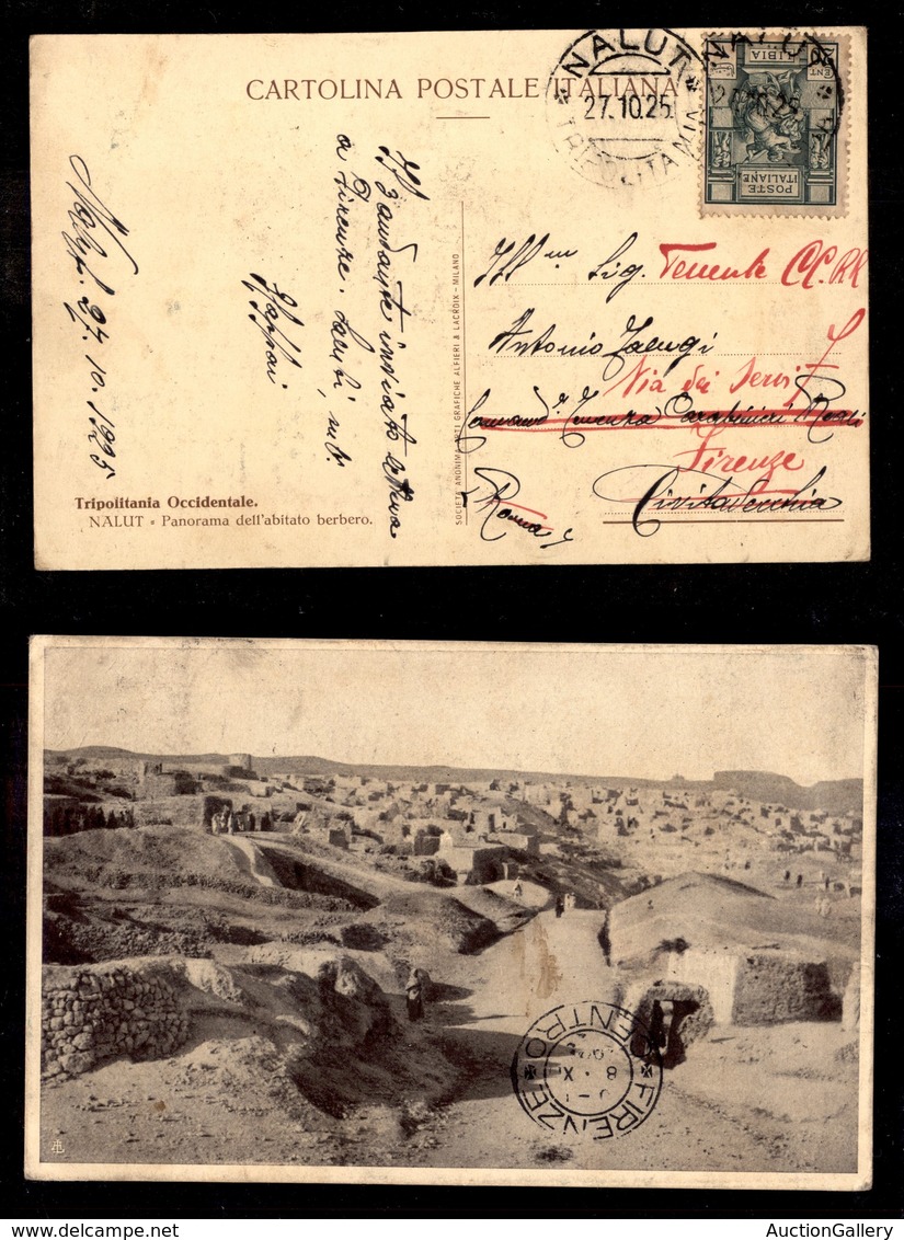 1944 COLONIE - LIBIA - STORIA POSTALE - Nalut Tripolitania (pti 9) - 20 Cent Sibilla (40) - Cartolina (panorama Dell'abi - Other & Unclassified