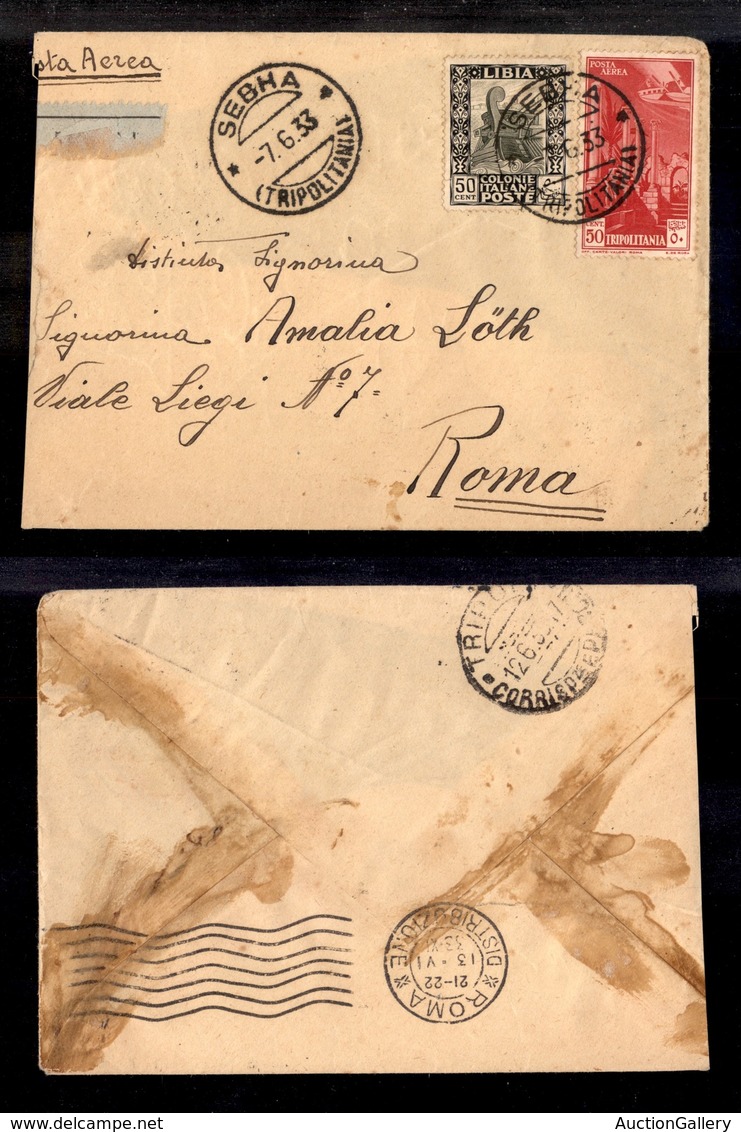 1949 COLONIE - LIBIA - STORIA POSTALE - Sebha (Tripolitania) - Pti 10 - Valori Gemelli (51+28 Aerea) Su Aerogramma Per R - Other & Unclassified