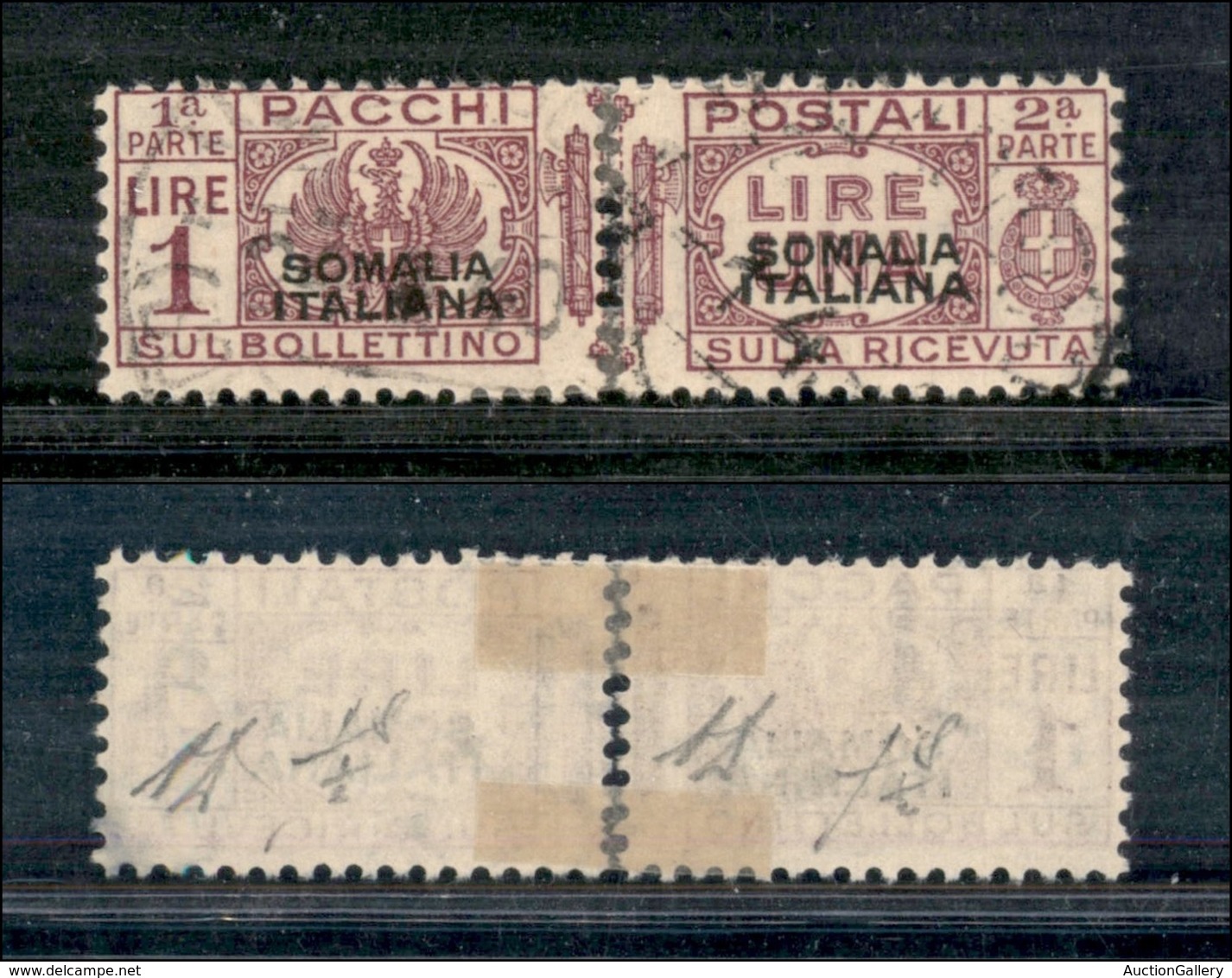 2103 COLONIE - SOMALIA - 1928/1941 - 1 Lira Pacchi Postali Soprastampato 1° Tipo (60) - Madre + Figlia - Usate - Certifi - Other & Unclassified