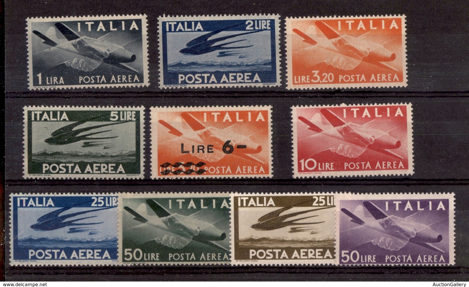 2129 REPUBBLICA - REPUBBLICA - 1945/1955 - Democratica (126/135 Aerea) - Emissione Completa - 10 Valori - Gomma Integra - Other & Unclassified