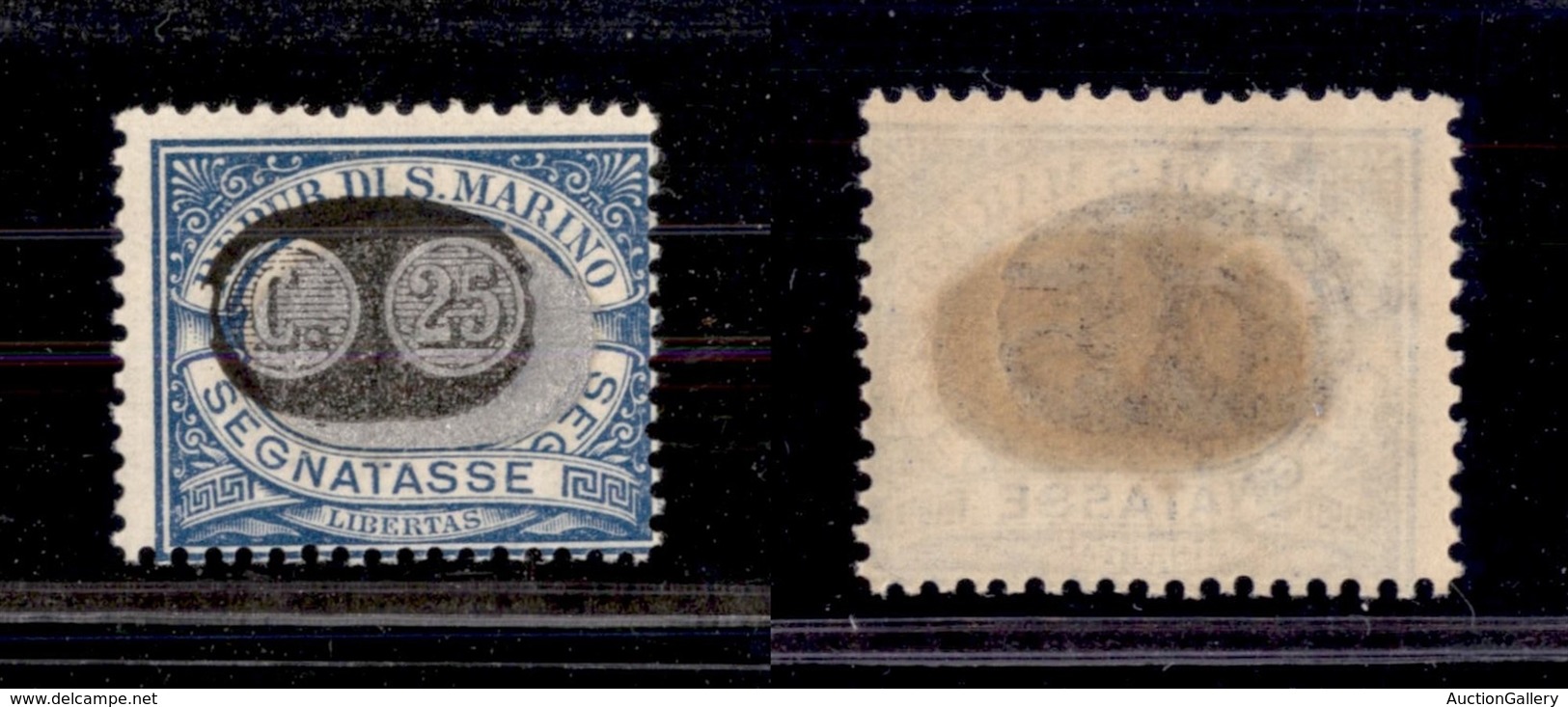 2348 SAN MARINO - SAN MARINO - 1931 - 25 Cent Su 5 Cent Segnatasse (38c) - Soprastampa Argento Fortemente Spostata - Gom - Other & Unclassified