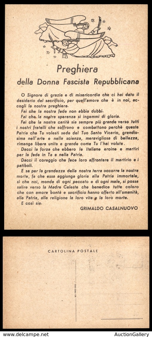 2948 CARTOLINE - MILITARI - Propaganda - "Preghiera Della Donna Fascista Repubblicana" - Nuova FP (50) - Other & Unclassified