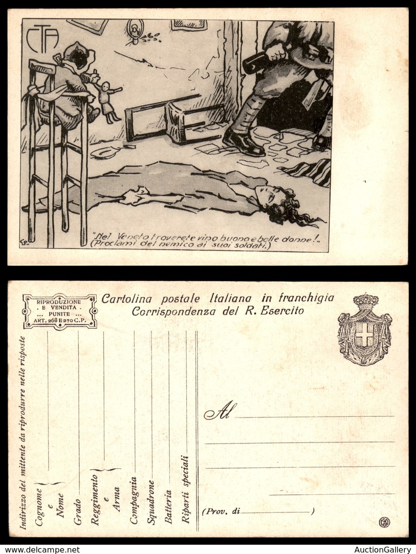 2963 CARTOLINE - FRANCHIGE MILITARI - 1917/1918 - CTA - "Nel Vento Troverete.." (F12/4) - Nuova (100) - Other & Unclassified