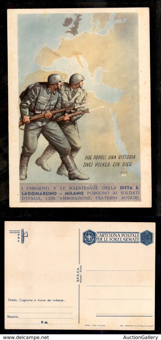 2979 CARTOLINE - FRANCHIGE MILITARI - 1941/42 - Boccasile - Due Popoli (F64/4) - E.Lagomarsino Milano - Nuova (135) - Other & Unclassified