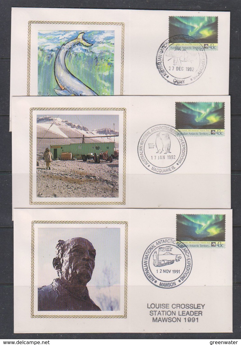 AAT 1991/1992 Antarctic Treaty 2v 8  FDC "Silk" Casey, Davis, Mawson, Macquerie Isl. (38457) - FDC