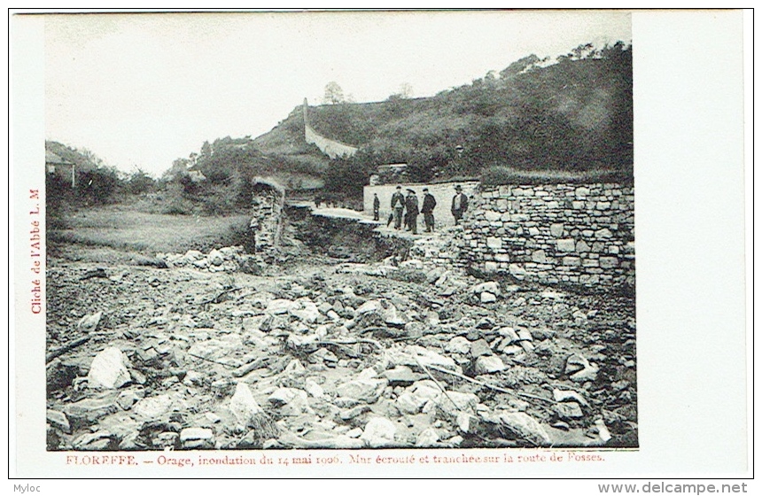 Floreffe. Orage, Inondation Du 14 Mai 1906. Mur écroulé Et Tranchée Sur La Route De Fosses. - Floreffe