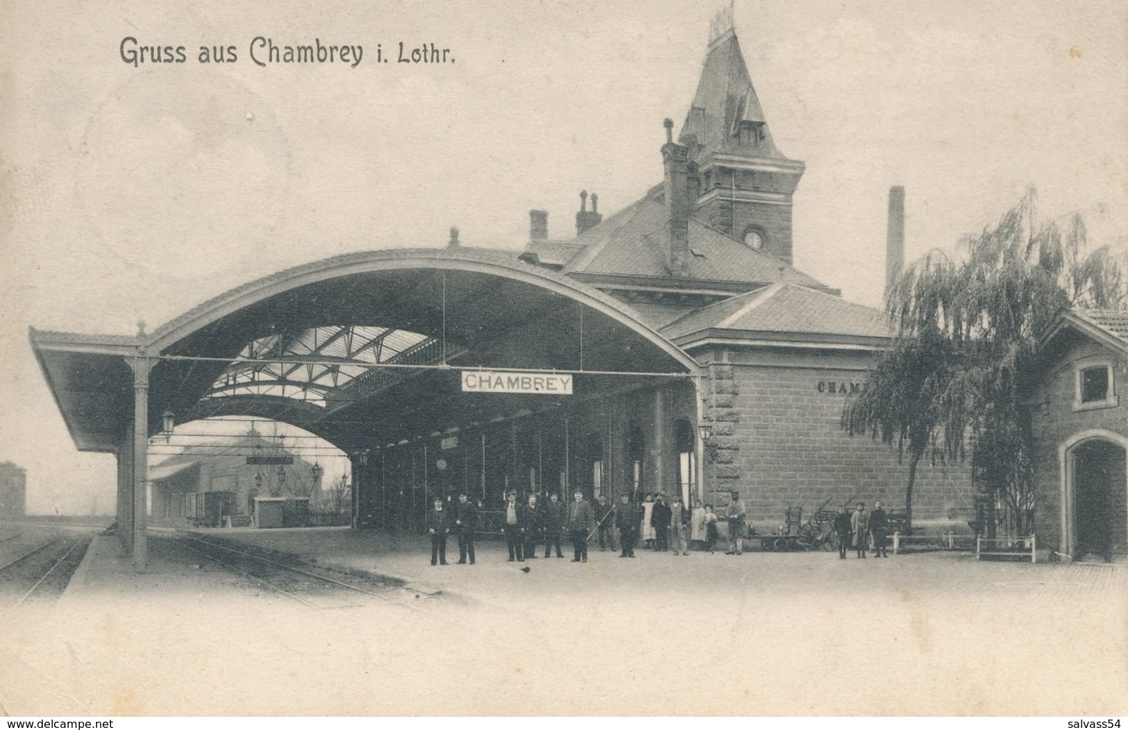 57) CHAMBREY - GRUSS AUS - Gare Animée (1905) - Autres & Non Classés