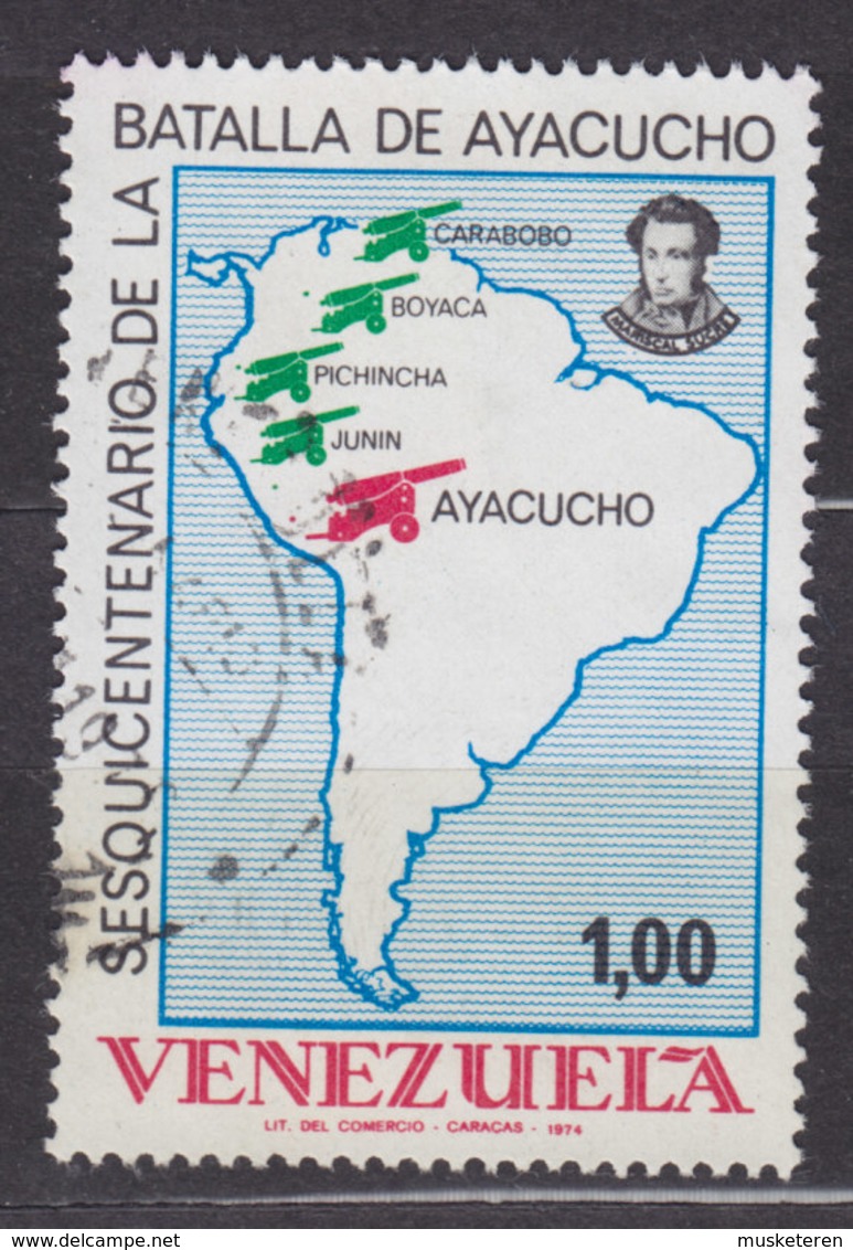 Venezuela 1974 Mi. 1997    1.00 (B) Map Landkarte Hauptschlachtfeldern Der Befreiungskriege - Venezuela