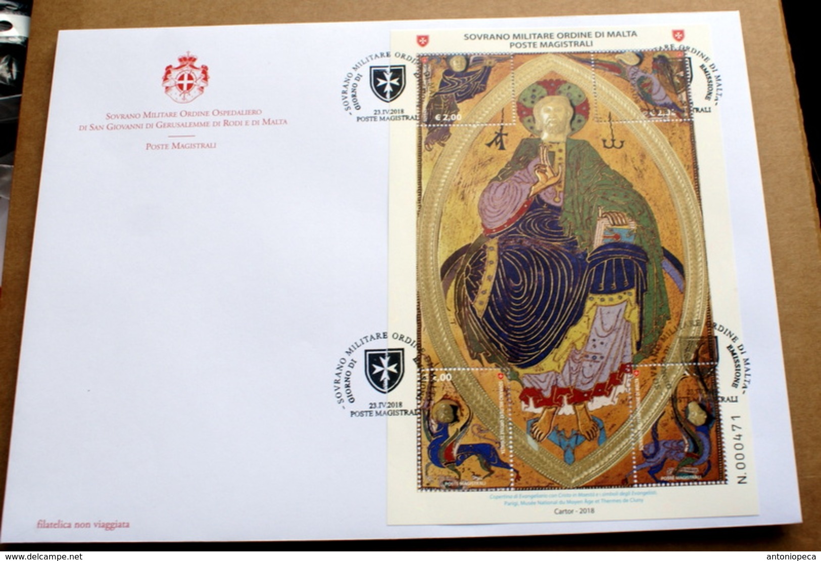 SMOM 2018, ICONOGRAFIA DEL TETRAMORFO, FULL SHEET FDC - Malte (Ordre De)