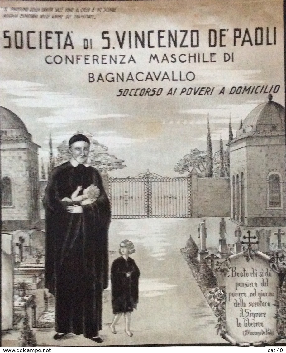 BAGNACAVALLO CONFERENZA SOCIETA' DI S.VINCENZO DE PAOLI  MANIFESTO  48x55 - Diploma & School Reports