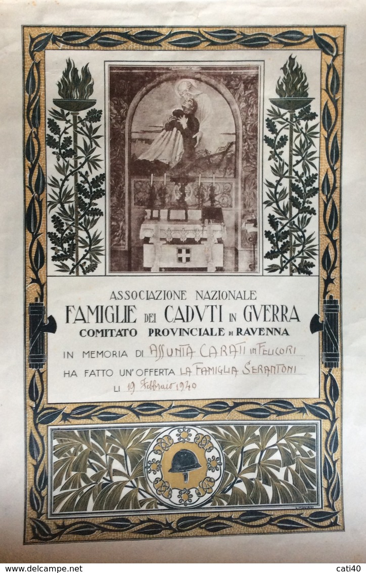 RAVENNA ASS.NE NAZIONALE PER I CADUTI IN GUERRA COMITATO PROVIUNCIUALE DI RAVENNA MANIFESTO 36X56 - Diplomi E Pagelle