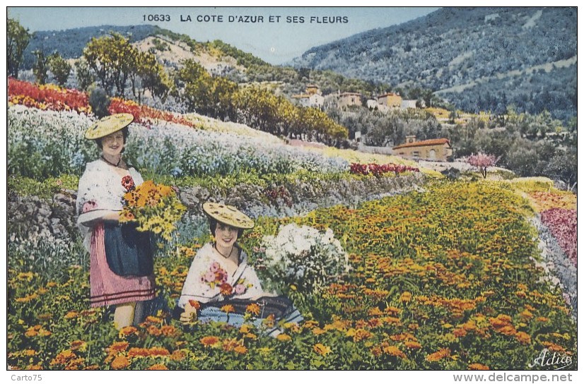 Métiers - Cueillette Fleurs - Parfum - Femmes Cote D'Azur - Cachet Grasse 1934 - Artisanat