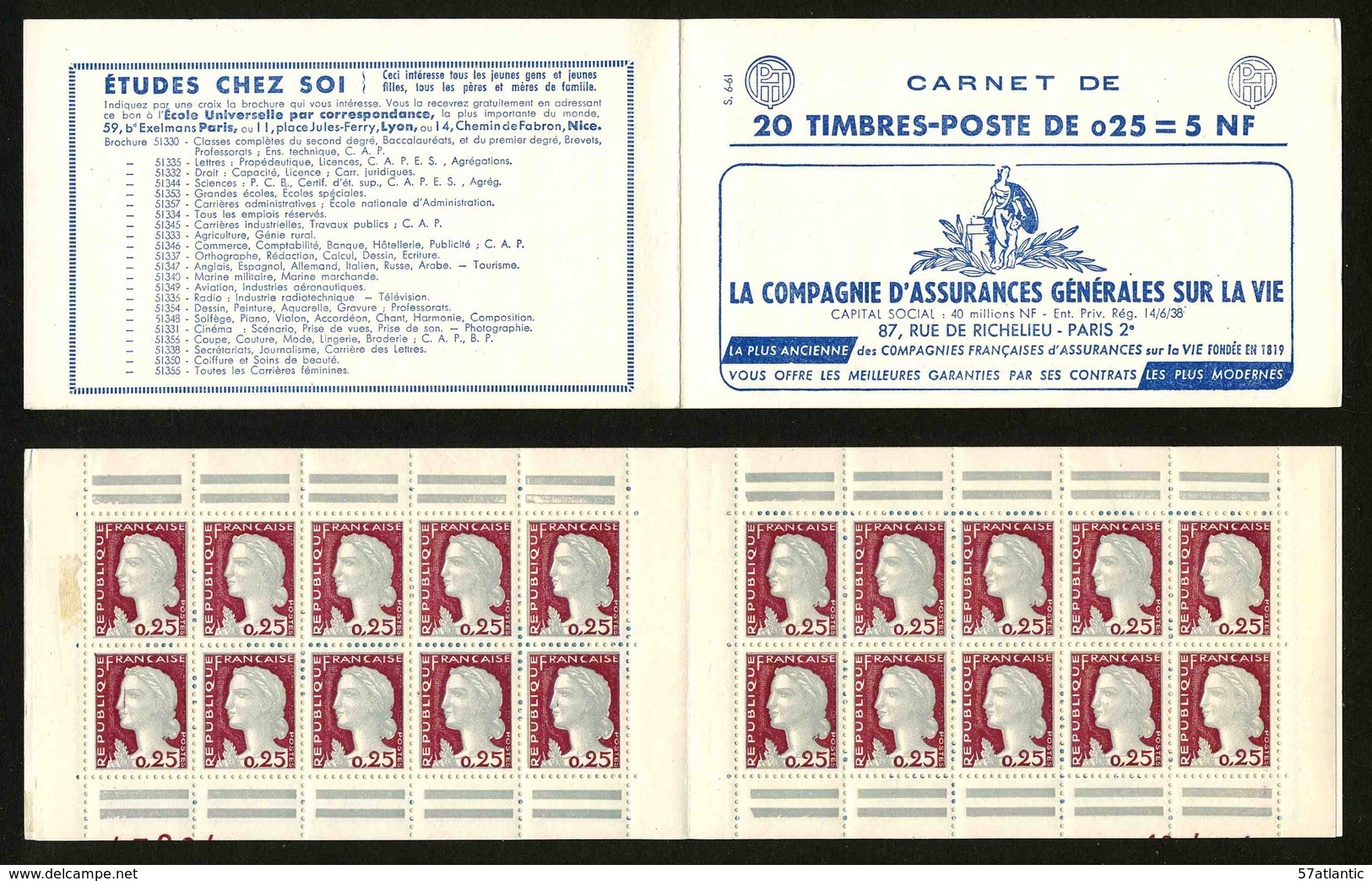 FRANCE - CARNET YT 1263 C3 - MARIANNE DE DECARIS - S6-61 - CARNET DE 20 TIMBRES ** - Autres & Non Classés