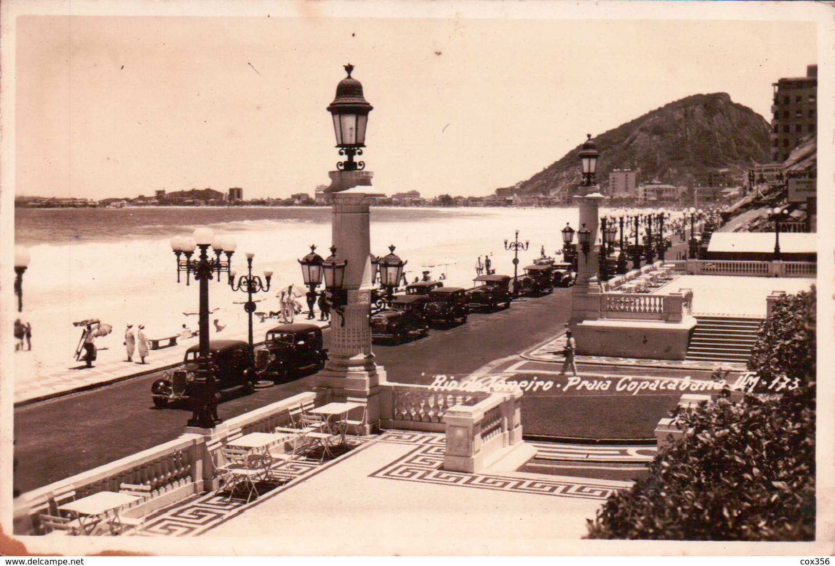 CPA RIO DE JANEIRO PRAIA COPACABANA AUTOMOBILES 1930 - Copacabana