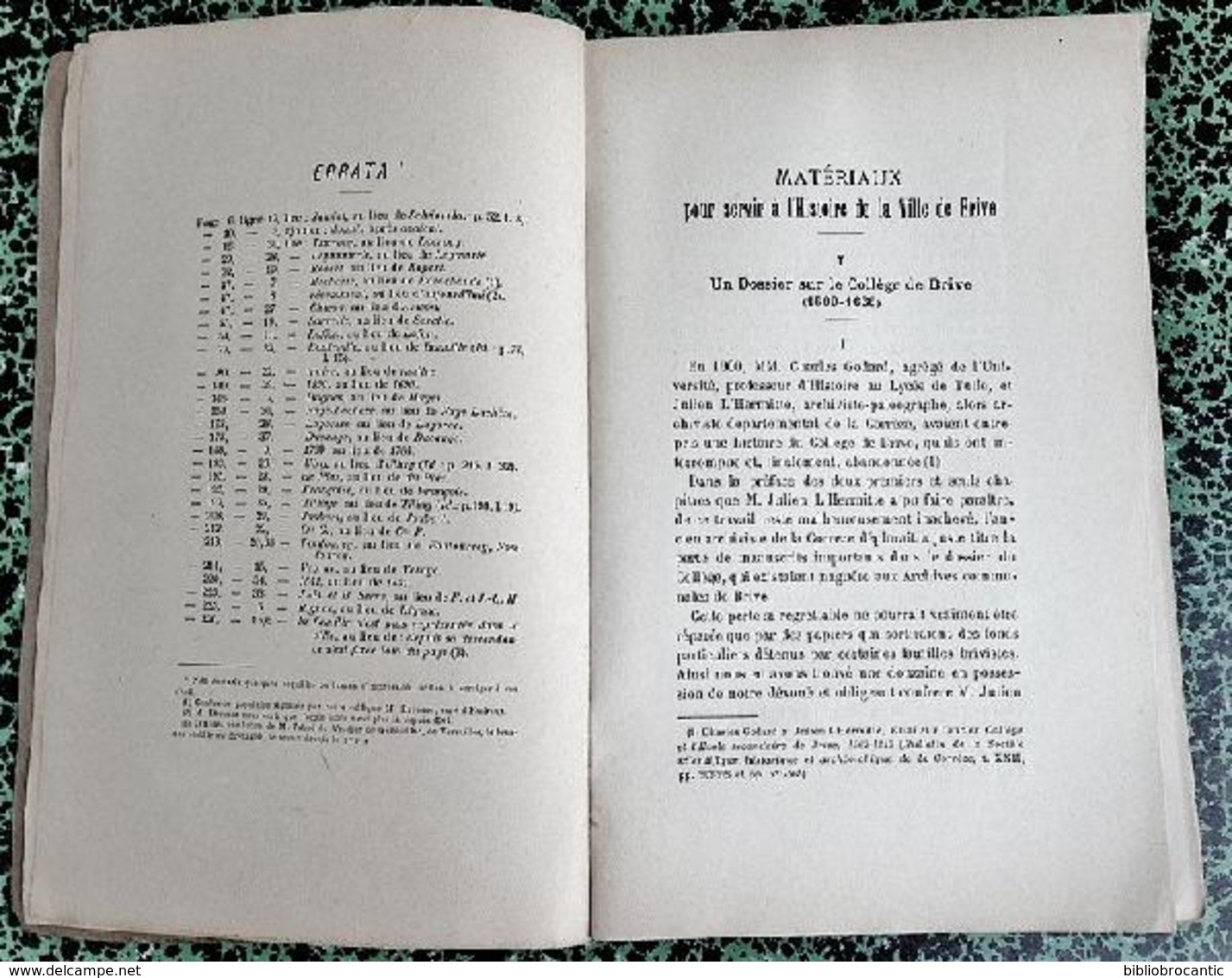 *MATERIAUX Pour Servir à L'HISTOIRE DE LA VILLE DE BRIVE* Par Louis De NUSSAC 1920 - Aquitaine