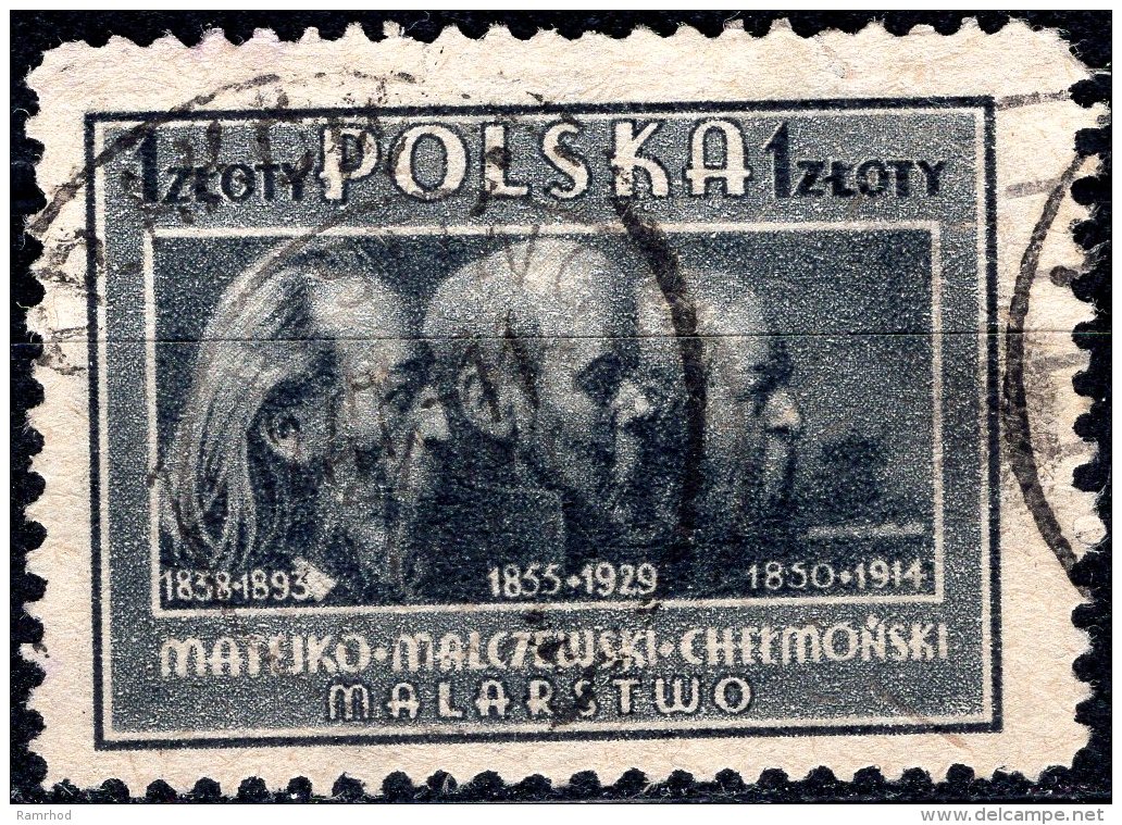 POLAND 1947 Polish Culture - Matejko, Malczewski And Chelmonski (painters) -1z - Grey FU - Ohne Zuordnung