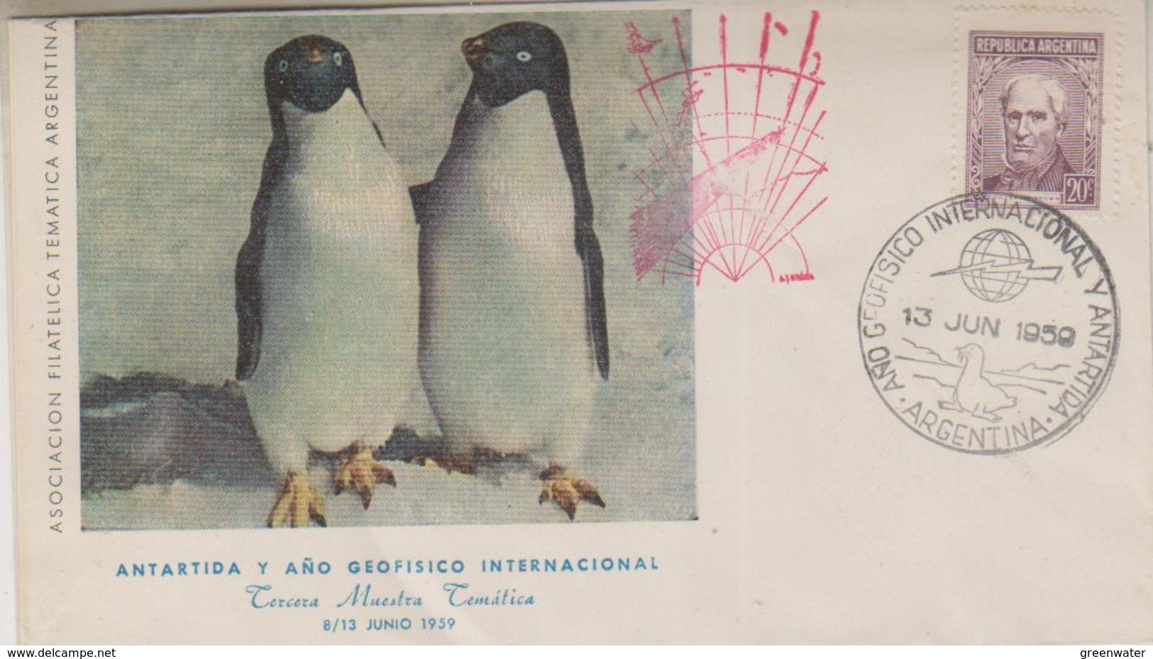 Argentina 1959 Antartida Y Ano Geofisco Internacional (cover With Penguins) Ca 13 Jun 1959 (38467) - Brieven En Documenten