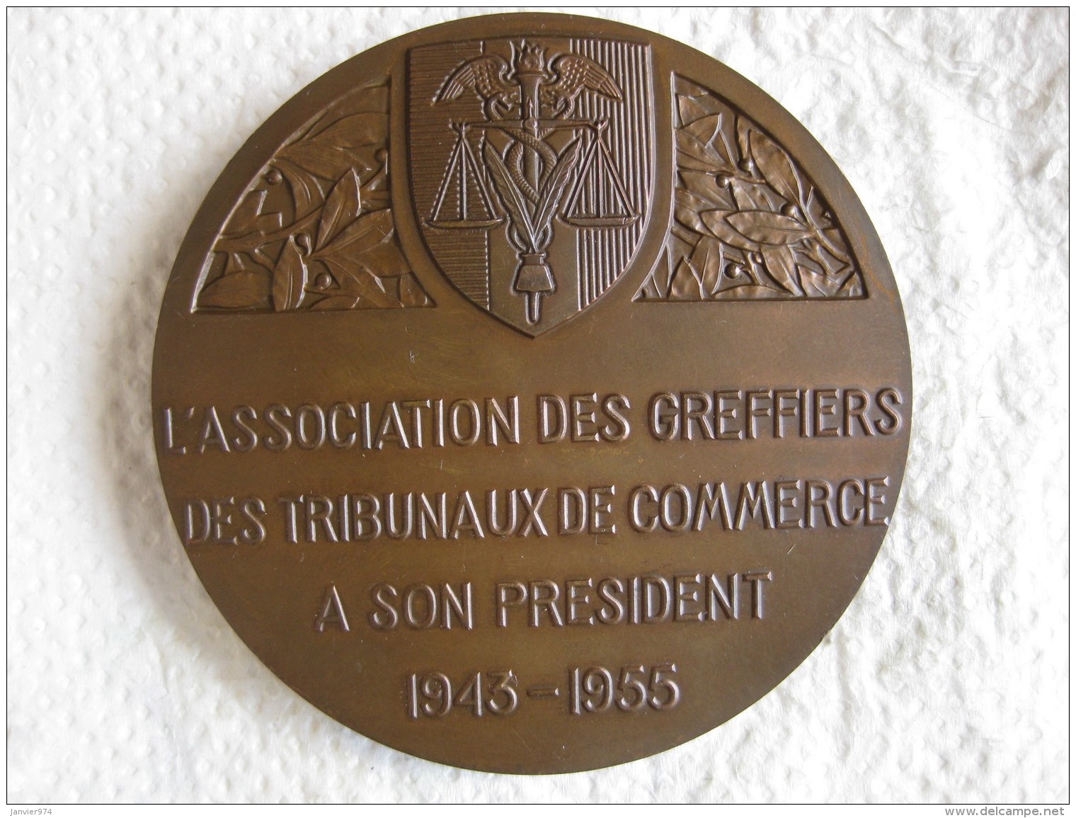 Medaille Anselme Berton Président Des Greffiers 1943 1955 Par G. B. Bazor - Autres & Non Classés