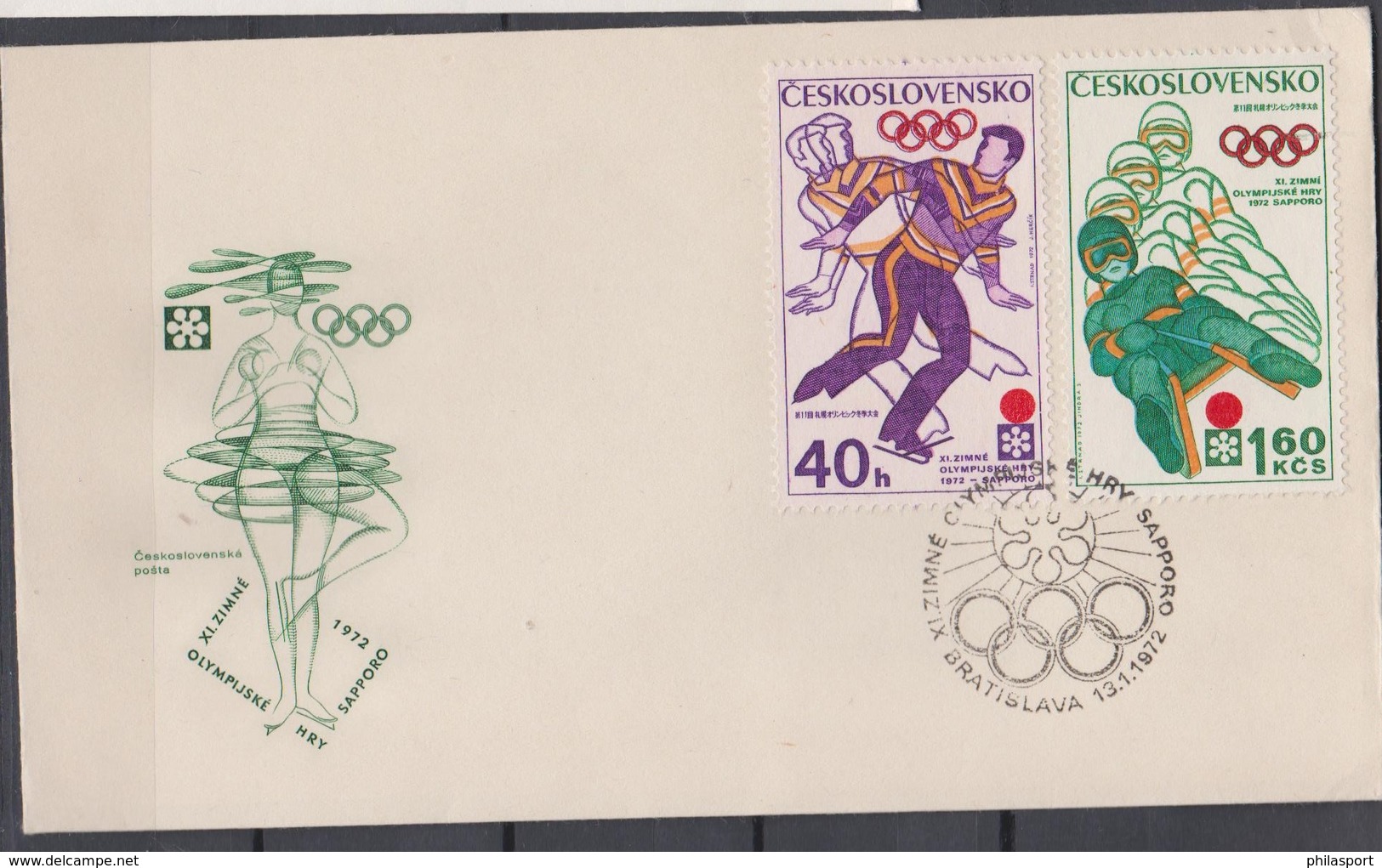 Tchecoslovaquie Checoslovakia   JO Sapporo 1972  FDC 1° Jour - Winter 1972: Sapporo