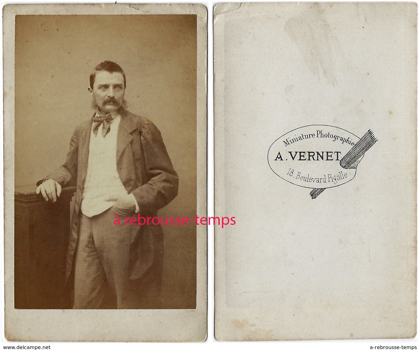 Vers 1860-homme-un Look D'artiste-photographe A. Vernet Boulevard Pigalle (Paris) - Old (before 1900)