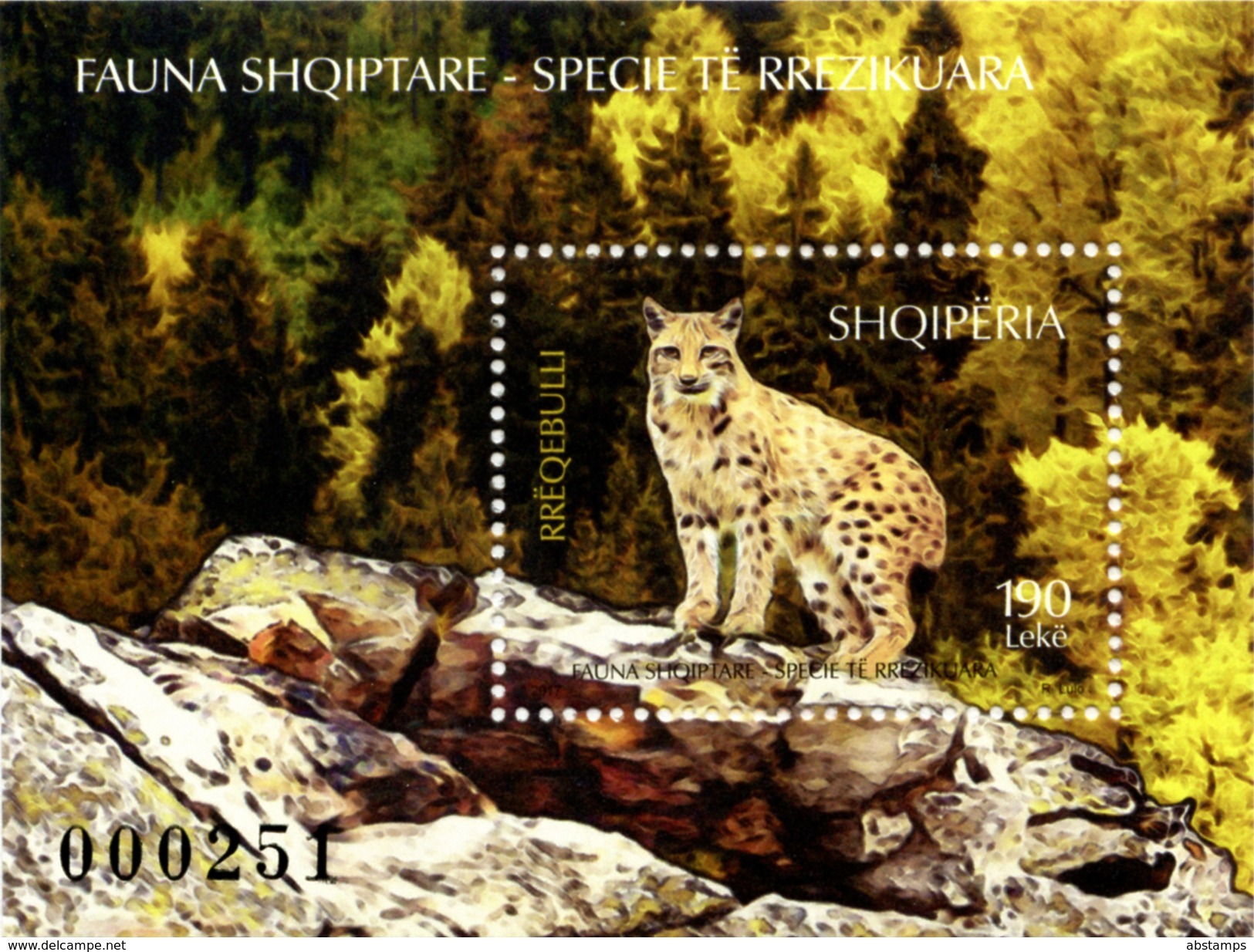 Albania Stamps 2017. Fauna, Endangered Species: Lynx. Block MNH - Albania