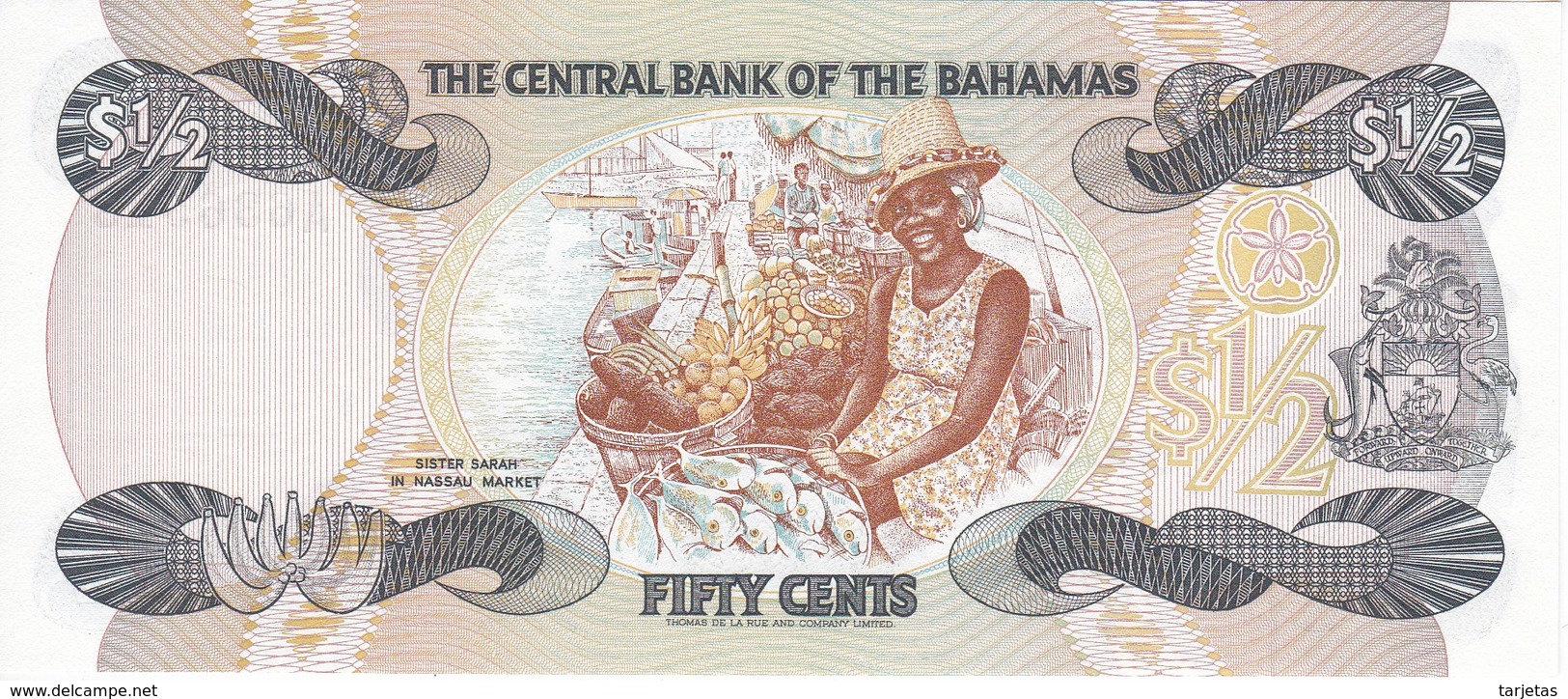 BILLETE DE BAHAMAS DE 1/2 DOLLAR DEL AÑO 1984  (BANKNOTE) SIN CIRCULAR-UNCIRCULATED - Bahamas