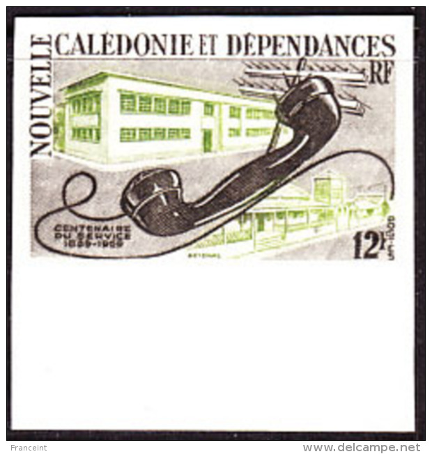 New Caledonia (1960) Telephone Receiver. Trial Color Proof.  Scott No 314, Yvert No 298. - Imperforates, Proofs & Errors