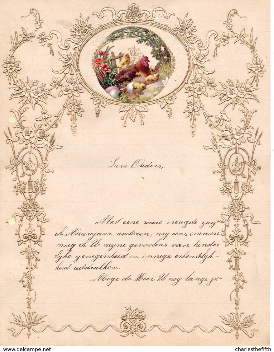 1903 LETTRE DE NOUVEL AN - NEW YEAR LETTER - NIEUWJAARSBRIEF - DOREE EN RELIEF - LOO 1905 ! DECOUPIS - Other & Unclassified