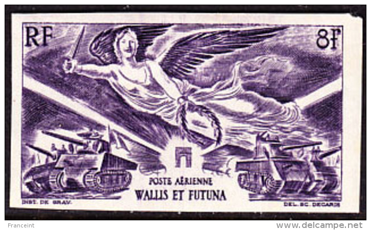 Wallis &amp; Futuna (1946) Winged Victory. Imperforate.  Scott No C1, Yvert No PA4. - Imperforates, Proofs & Errors