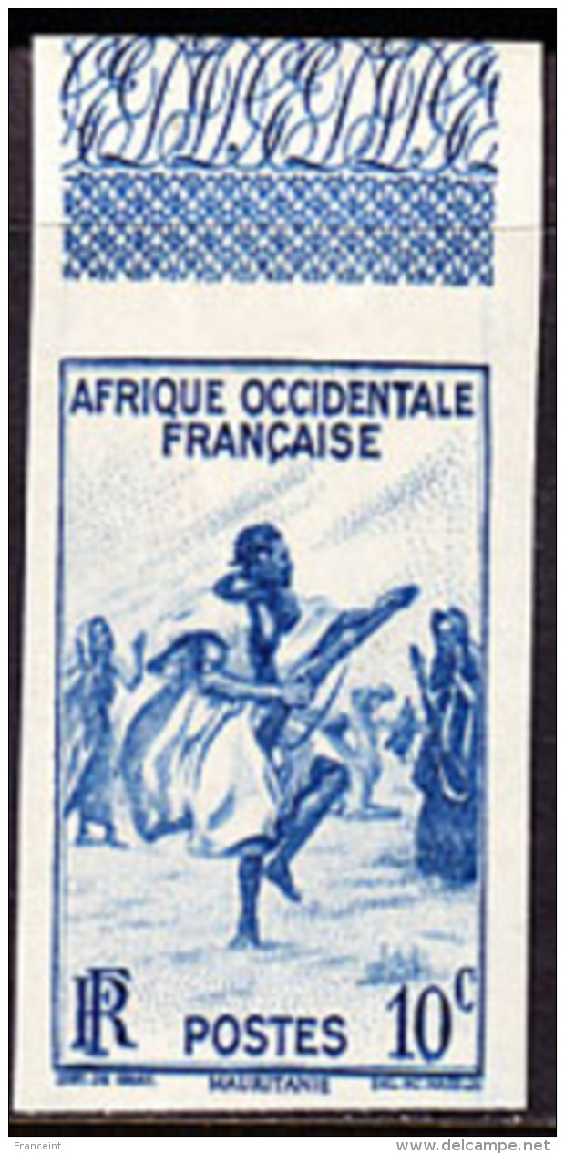 French West Africa (1947) Rifle Dance. Imperforate.  Scott No 36, Yvert No 24. - Autres & Non Classés