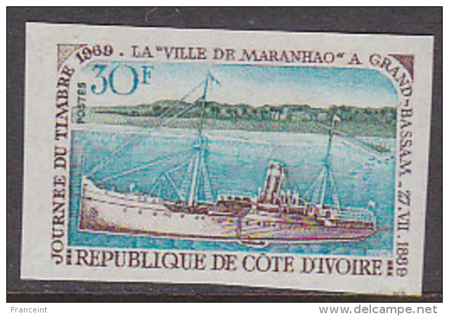 Ivory Coast (1969) Ship "Villa De Maranhao". Imperforate.  Scott No 277. - Ivory Coast (1960-...)