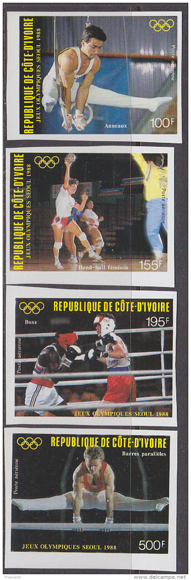 Ivory Coast (1988) Seoul Olympics. Set Of 4 Imperforates.  Scott Nos C115-8. - Summer 1988: Seoul