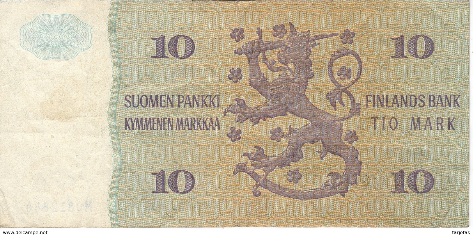 BILLETE DE FINLANDIA DE 10 MARKKAA DEL AÑO 1980  (BANKNOTE) - Finlandia