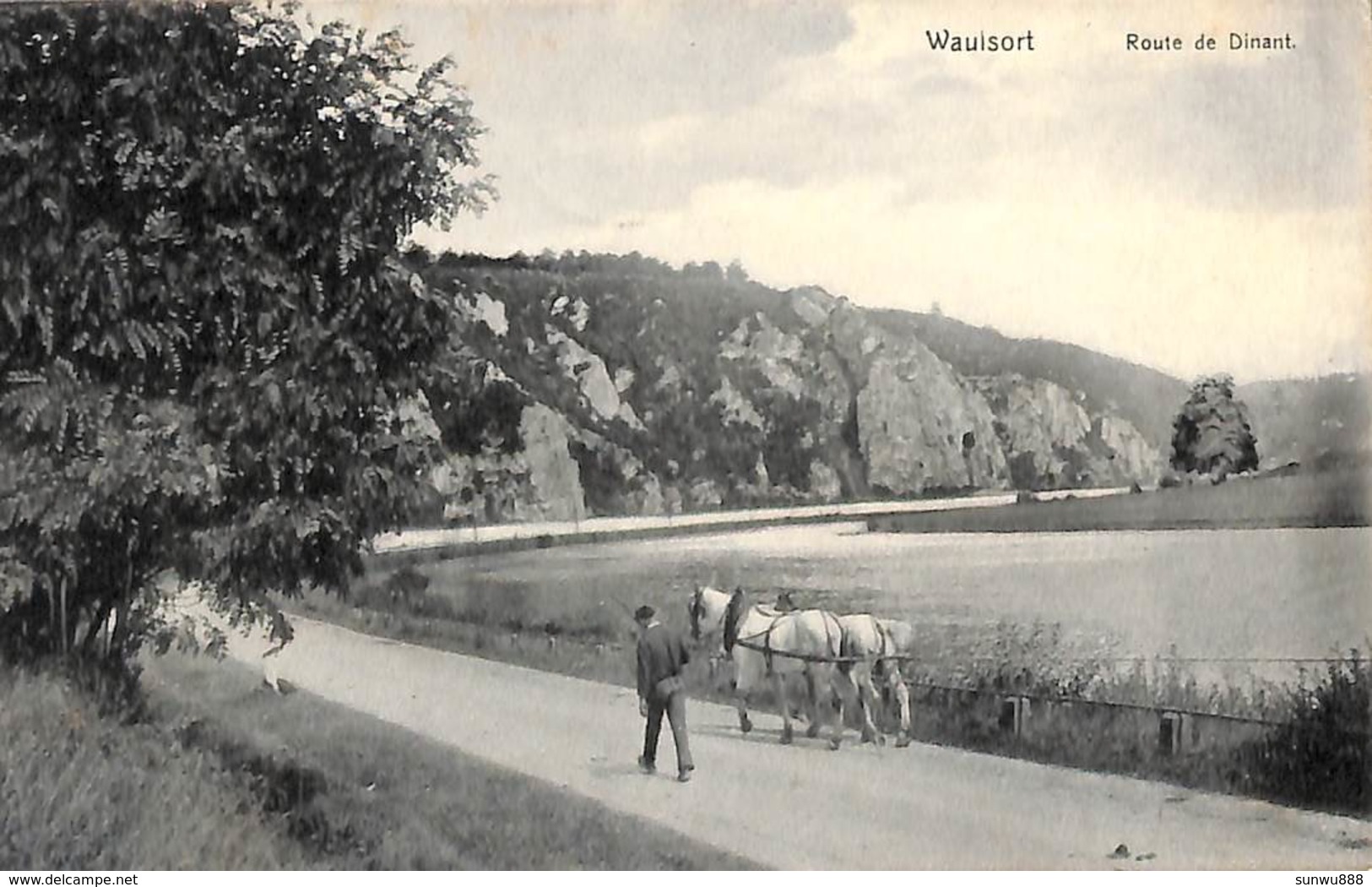 Waulsort - Route De Dinat (animée, Chevaux De Halage, 1908) - Hastière