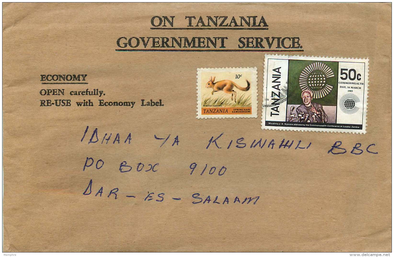 1983  Official Cover - Commonwealth Day, Hare - Tanzania (1964-...)