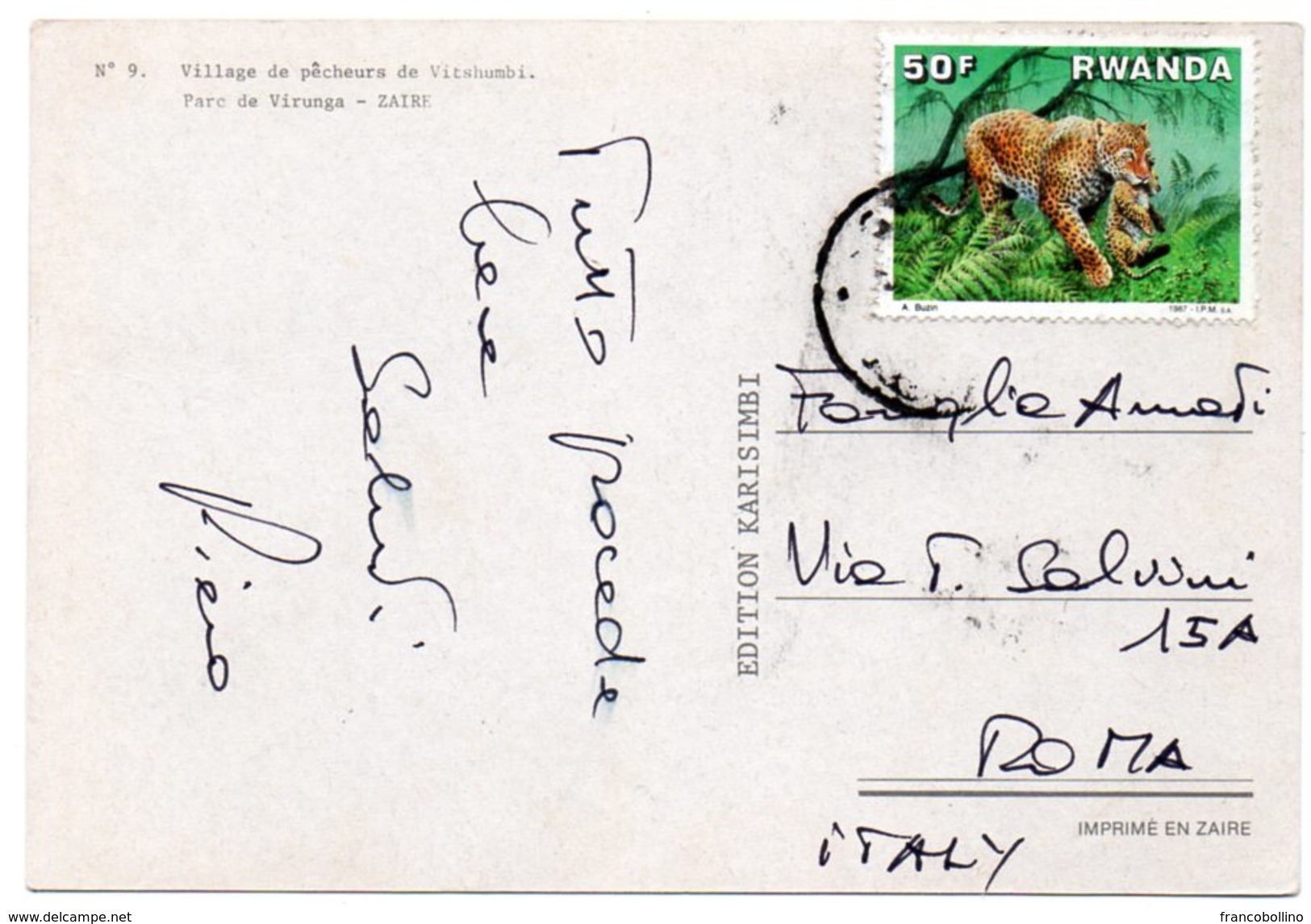 RWANDA - VILLAGE DE PECHEURS DE VITSHUMBI - PARC DE VIRUNGA / THEMATIC STAMP-ANIMAL - Rwanda