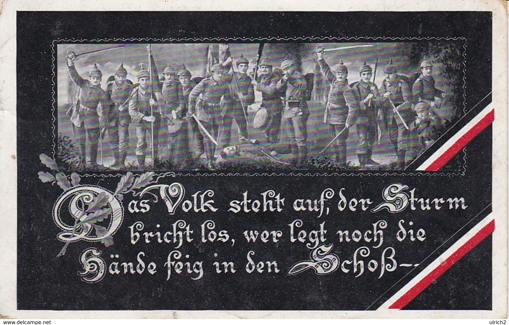 AK Das Volk Steht Auf, Der Sturm Bricht Los... - Patriotika - Feldpost I. B. 16. Bay. J.R. - 1915 (34298) - Weltkrieg 1914-18