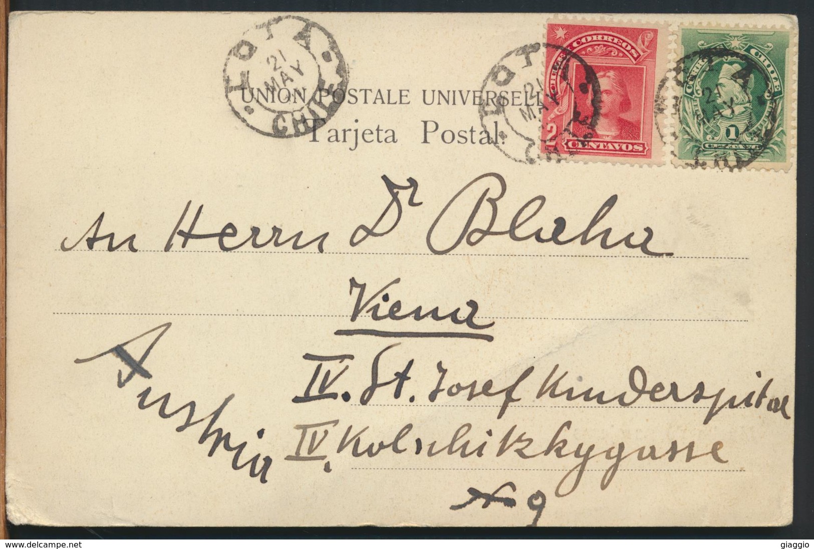 °°° 10974 - CILE CHILE - MUELLA DE PASAJEROS - 1911 With Stamps °°° - Chile