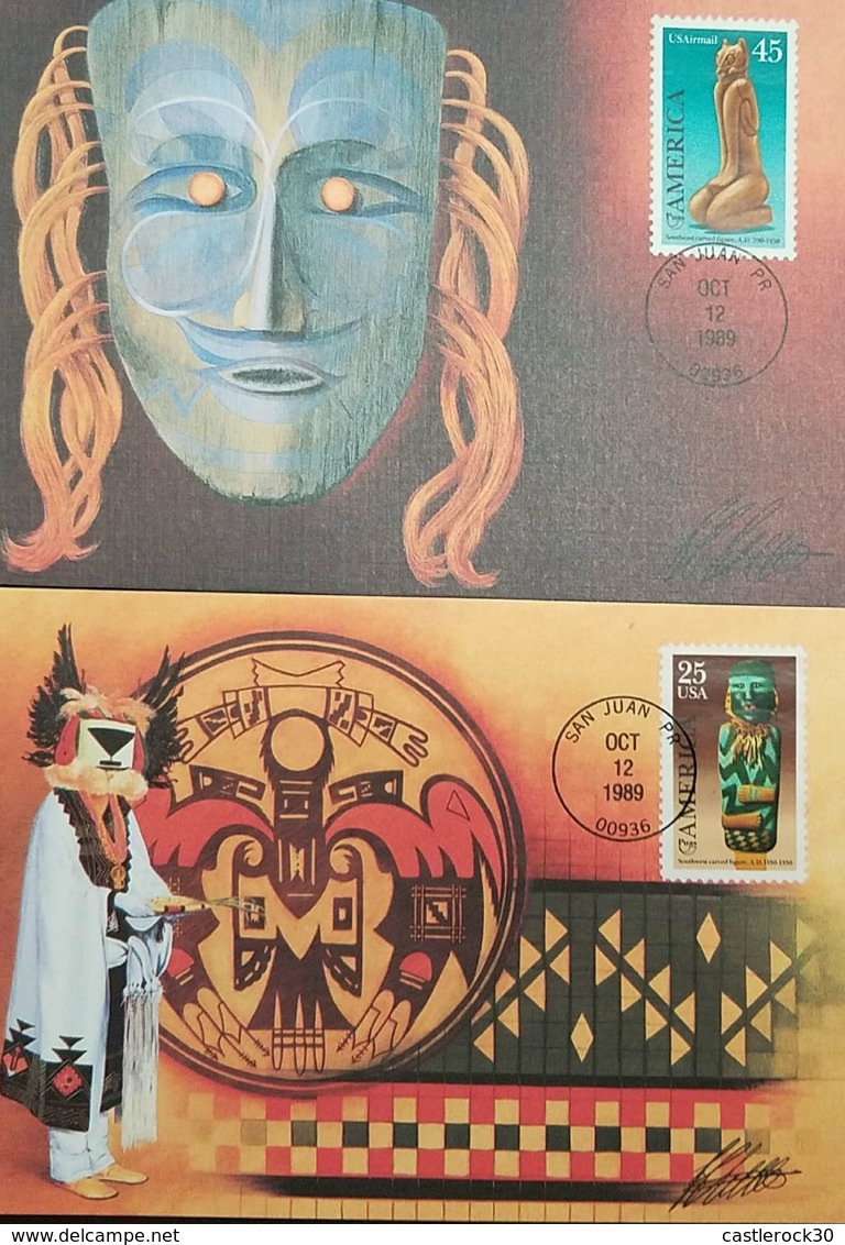 L) 1989 USA, ART, PRE-COLOMBIAN, SCULPTURES, 25C, PUAS, CULTURE, MASK, MAXIMUM CARD, XF - Maximum Cards