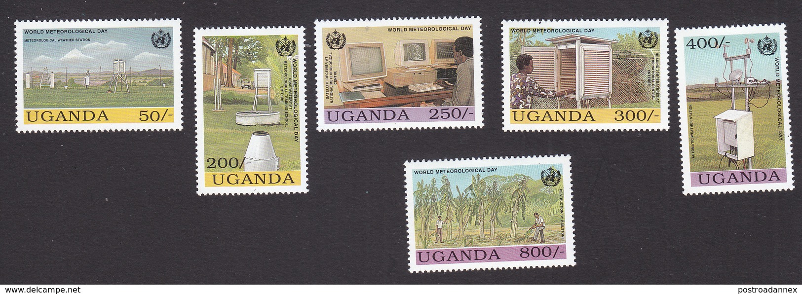 Uganda, Scott #1194-1199, Mint Hinged, Meteorological Day, Issued 1993 - Uganda (1962-...)