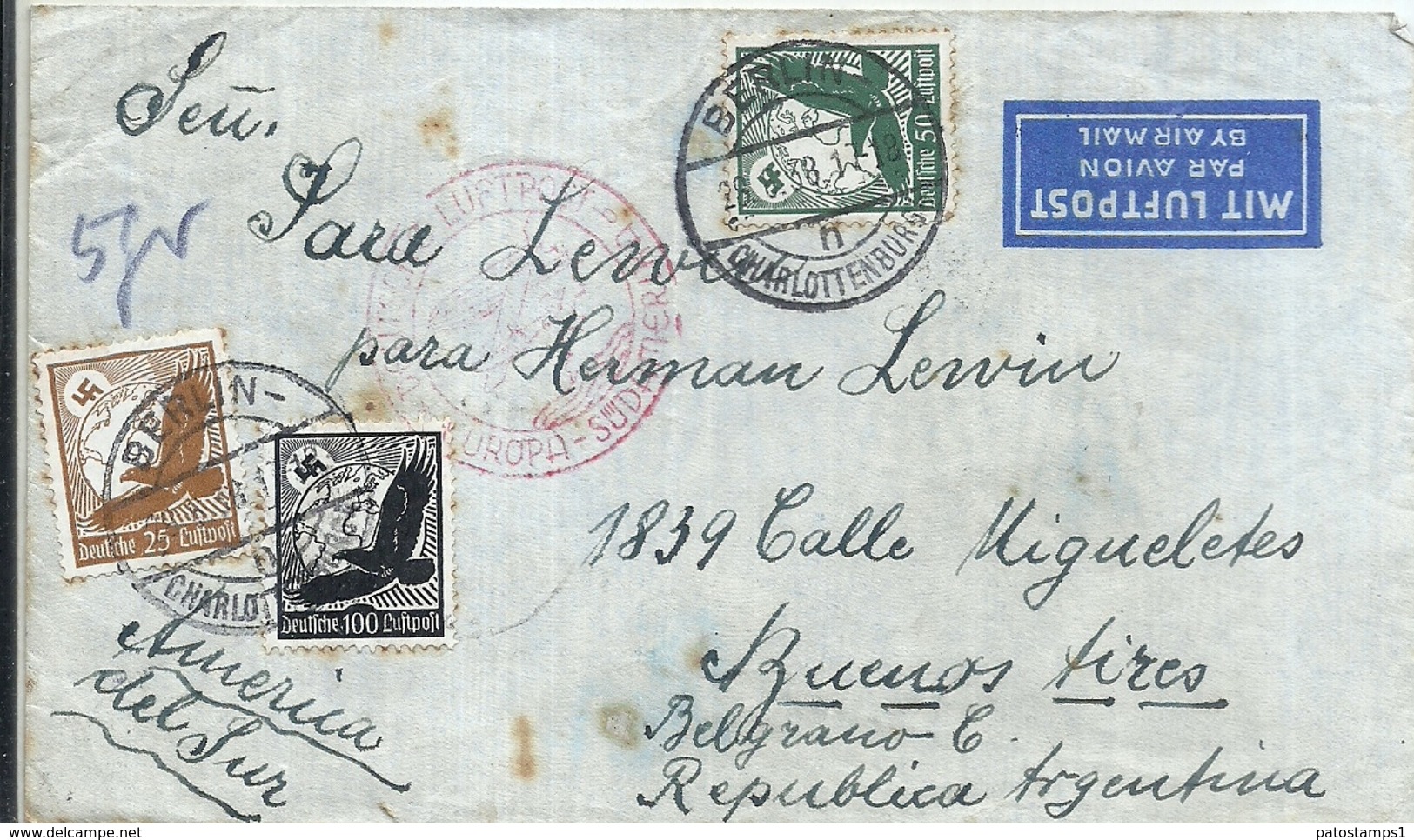 92979 GERMANY BERLIN COVER YEAR 1938 CIRCULATED TO ARGENTINA NO POSTAL POSTCARD - Sonstige & Ohne Zuordnung