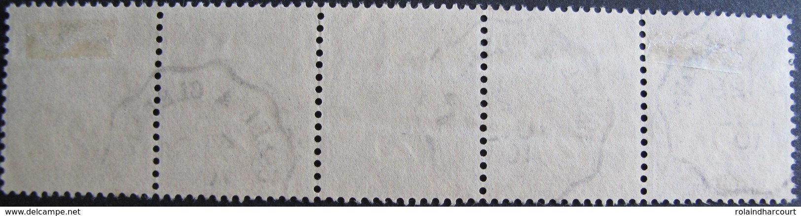 LOT R1752/230 - 1900 - TYPE BLANC - BANDE DE 5 TIMBRES - CACHET AMBULANT ☛ USSEL à CLERMONT Du 29 JUILLET 1910 - 1900-29 Blanc