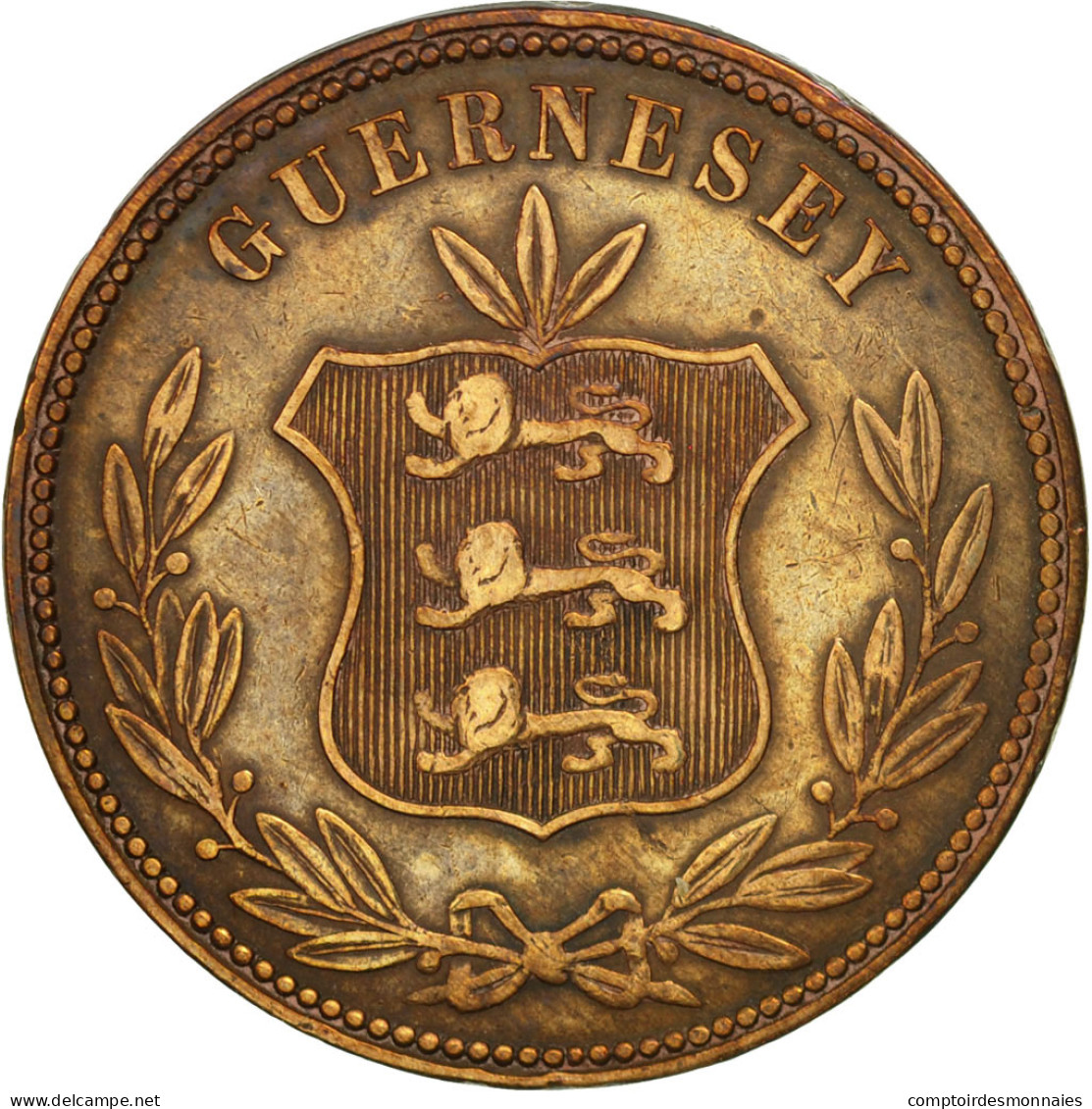 Monnaie, Guernsey, 8 Doubles, 1864, Heaton, Birmingham, TTB, Bronze, KM:7 - Guernsey