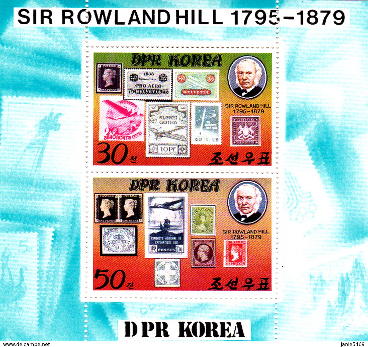 Korea Democratic People's Republic Scott 1924a 1979 Rowland Hill, Souvenir Sheet,mint Never Hinged - Korea, North
